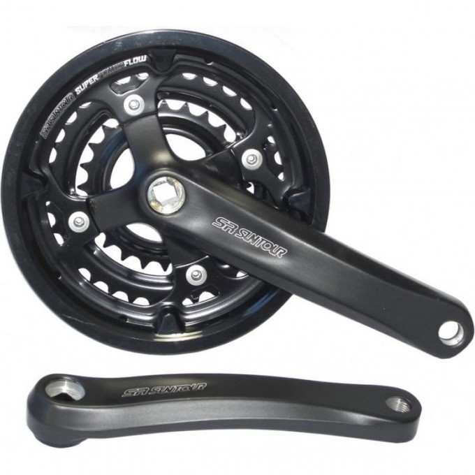 Шатуны SUNTOUR CW14-XCR6-T414 SQ PB 44х32x22T, 175мм, 9 скор, черные, под квадрат (113мм), звезды разборные, без защиты. 8161